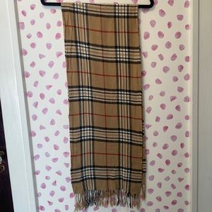 Beautiful Super Soft Tan Red and Black Plaid Scarf